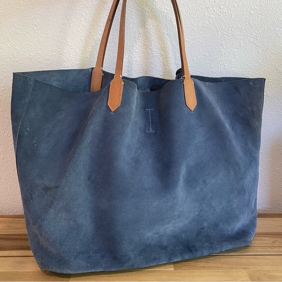 Ala Pilar Blue Suede Leather Tote Large - Picture 4 of 16